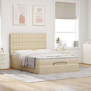 osmannisk sengeramme med madras 140x190 cm stof cremefarvet