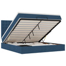 osmannisk sengeramme med madras 160x200 cm stof blå