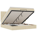 osmannisk sengeramme med madrasser 200x200 cm stof cremefarvet