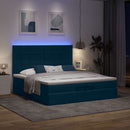 Ottoman seng med madrasser & LEDs Mørkeblå 200x200cm Fløjl