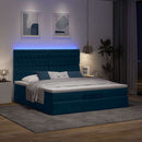 Ottoman seng med madrasser & LEDs Mørkeblå 200x200cm Fløjl