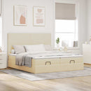 osmannisk sengeramme med madrasser 180x200 cm stof cremefarvet