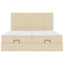 osmannisk sengeramme med madrasser 200x200 cm stof cremefarvet