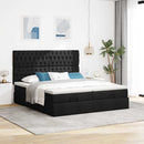 osmannisk sengeramme med madrasser 200x200 cm stof sort