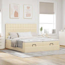 osmannisk sengeramme med madrasser 180x200 cm stof cremefarvet
