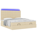 osmannisk sengeramme med madrasser 200x200 cm stof cremefarvet