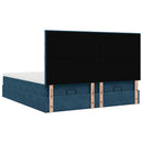 Ottoman seng med madrasser & LEDs Mørkeblå 200x200cm Fløjl