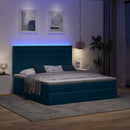 Ottoman seng med madrasser & LEDs Mørkeblå 200x200cm Fløjl