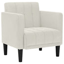 sofastol med armlæn 53 cm fløjl cremefarvet