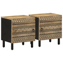 sengeskabe 2 stk. 40x33,5x46 cm massivt ru mangotræ sort