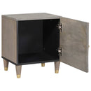 Sengebord med Dør Grå 40 x 33 x 46 cm Massivt mangotræ