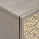 Sideboard Grå og Guld 60 x 33 x 75 cm Massivt mangotræ