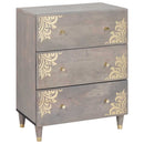 Sideboard Grå og Guld 60 x 33 x 75 cm Massivt mangotræ