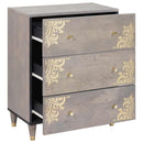 Sideboard Grå og Guld 60 x 33 x 75 cm Massivt mangotræ
