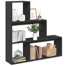 bogreol/rumdeler 123x29x123 cm 3 niveauer konstrueret træ sort