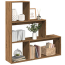 bogreol/rumdeler 123x29x123cm 3niveauer konstrueret træ kunsteg