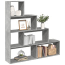 bogreol/rumdeler 143,5x29x143,5 cm konstrueret træ betongrå