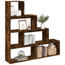 bogreol/rumdeler 143,5x29x143,5 cm konstrueret træ røget eg
