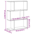 bogreol/rumdeler 70x24x97 cm 3niveauer konstrueret træ betongrå