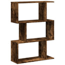 bogreol/rumdeler 70x24x97cm 3 niveauer konstrueret træ røget eg