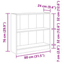 bogreol 80x24x76 cm konstrueret træ egetræsfarve