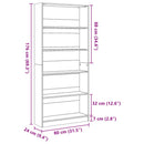 bogreol Sonoma eg 80x24x176 cm konstrueret træ