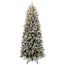 kunstigt juletræ med 300 LED'er og sne 210 cm