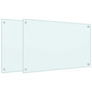 stænkplader 2 stk. 80x50 cm hærdet glas hvid