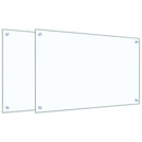 stænkplader 2 stk. 80x50 cm hærdet glas gennemsigtig