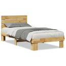 Sengeramme med hovedgærde uden madras 75x190 cm Massivt træ Eg