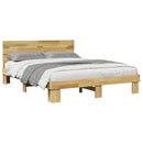Sengeramme med hovedgærde uden madras 135x190 cm Massivt træ Eg