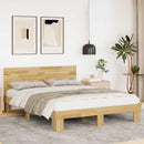 Sengeramme med hovedgærde uden madras 135x190 cm Massivt træ Eg