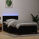 kontinentalseng med madras og LED-lys 90x210 cm fløjl sort