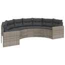 havesofa med hynder halvrund polyrattan grå