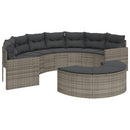 havesofa med hynder halvrund polyrattan grå