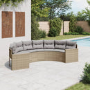 havesofa med hynder halvrund polyrattan beige
