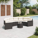 havesofa med bord og hynder halvrund polyrattan sort
