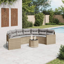 havesofa med bord og hynder halvrund polyrattan beige