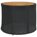 havesofa med bord og hynder halvrund polyrattan sort