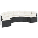 havesofa med hynder halvrund polyrattan sort
