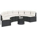havesofa med hynder halvrund polyrattan sort