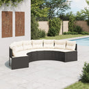 havesofa med hynder halvrund polyrattan sort