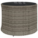 havesofa med bord og hynder halvrund polyrattan grå
