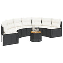 havesofa med bord og hynder halvrund polyrattan sort