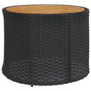 havesofa med bord og hynder halvrund polyrattan sort