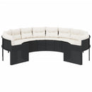 havesofa med hynder rund polyrattan sort