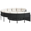 havesofa med hynder rund polyrattan sort