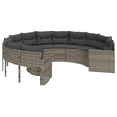 havesofa med hynder rund polyrattan grå