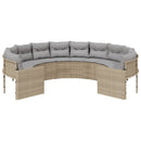 havesofa med hynder rund polyrattan beige