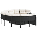 havesofa med bord og hynder rund polyrattan sort